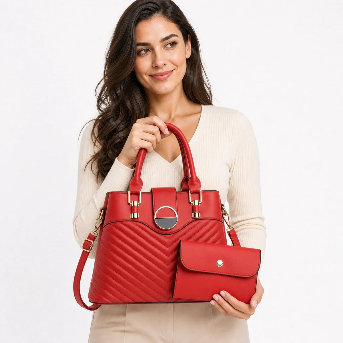 Soft Leather Tote & Crossbody Set - Elara