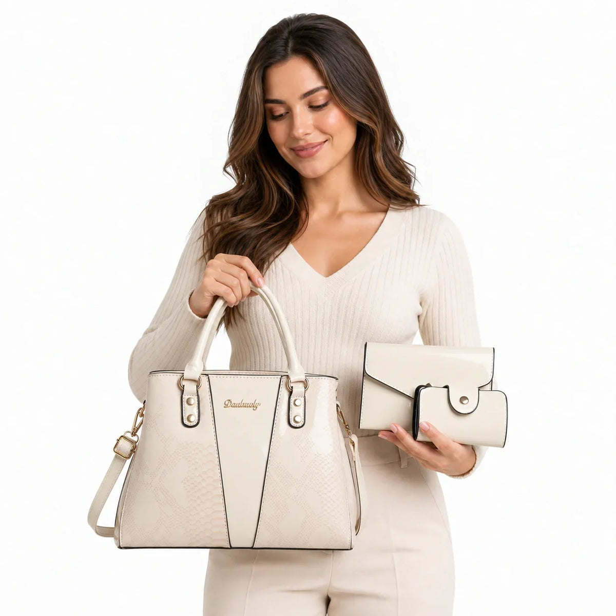 3-Piece Leather Shoulder Bag Set - Aria