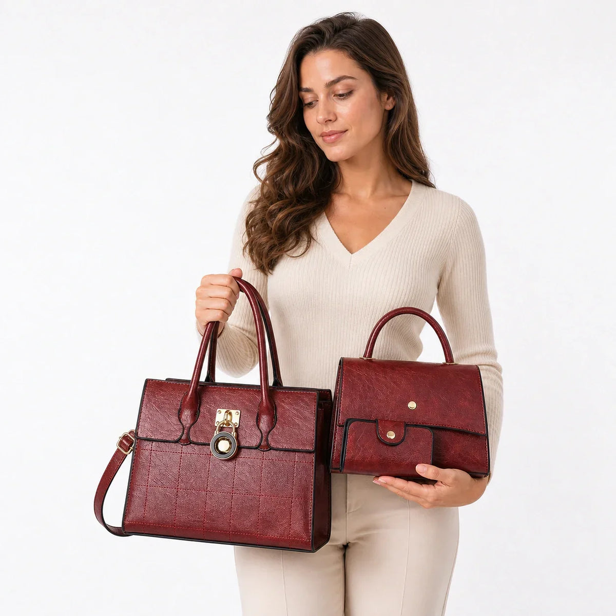 Leather Shoulder Bag Set - Niva