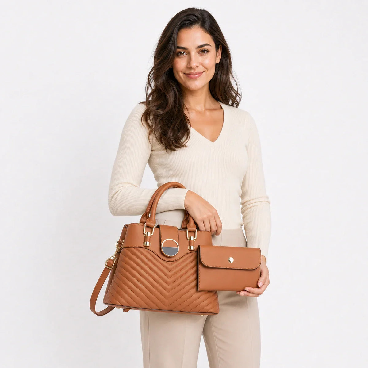 Soft Leather Tote & Crossbody Set - Elara