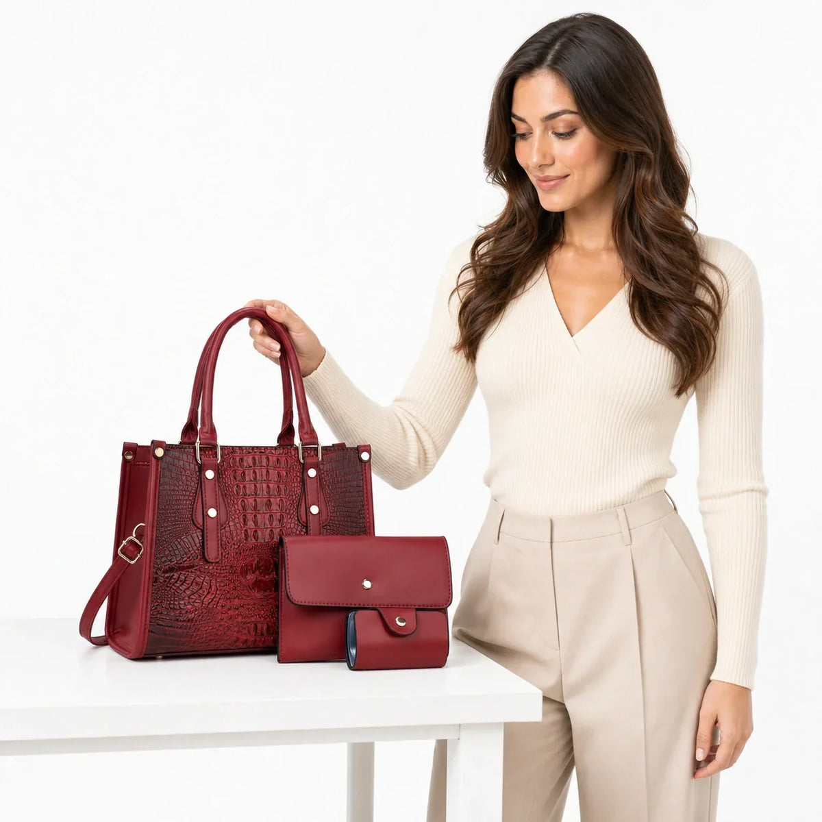 Leather 3-Piece Bag Set - Aura