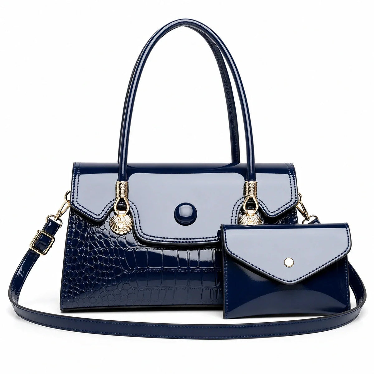 Crocodile Pattern Leather Crossbody Bag & Wallet Set - KIRA