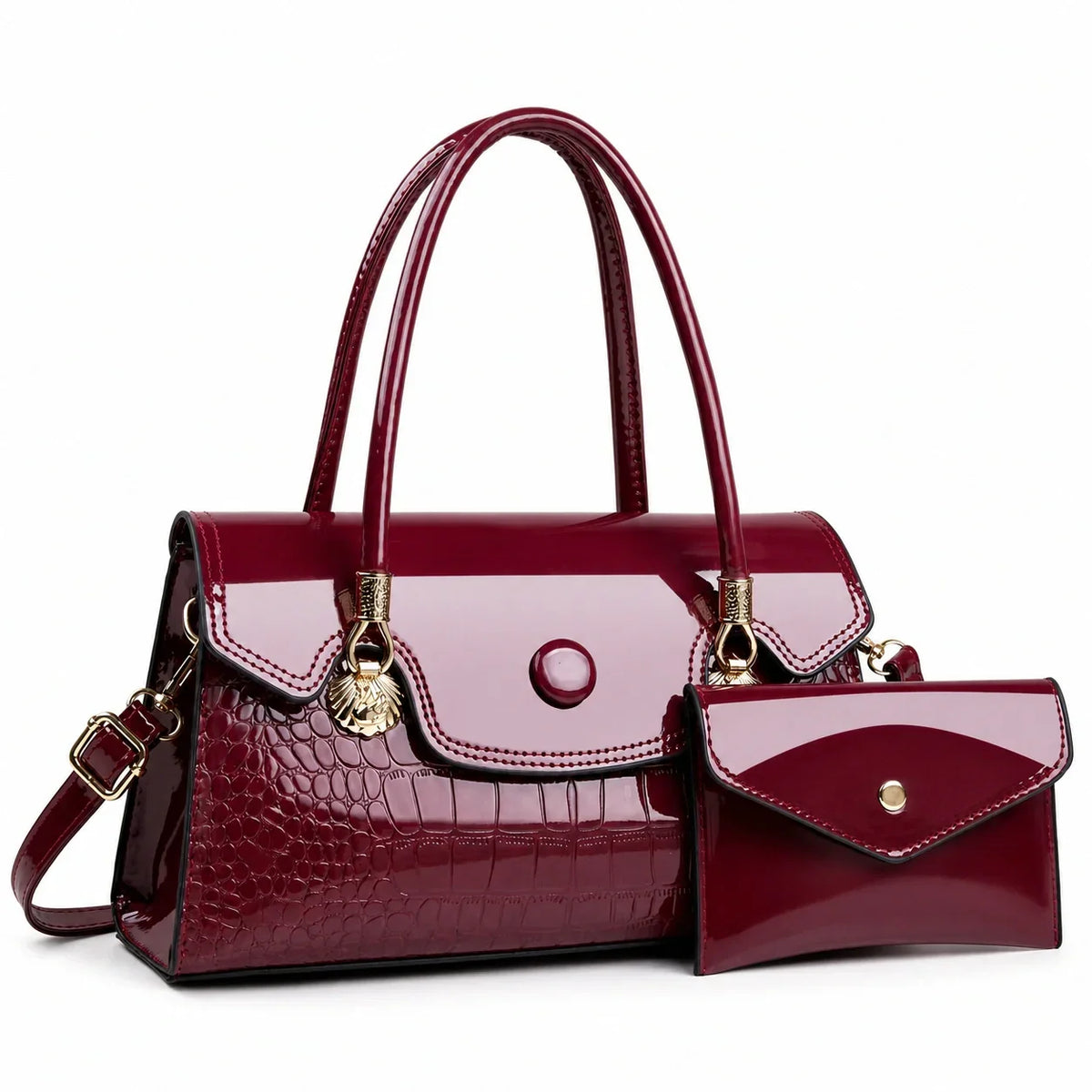 Crocodile Pattern Leather Crossbody Bag & Wallet Set - KIRA